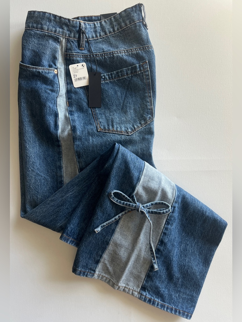 NWT Blanknyc The Harrison Low Rise Baggy Ankle Tie Jeans 27 Midnight Contrast - Picture 9 of 17